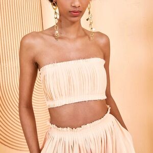 Ulla Johnson Cream Pleated Strapless Top